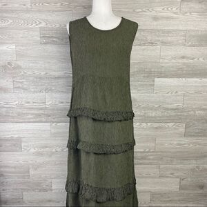 Jasmine KVM VTG Green Ruffle Long Sleeveless Dress